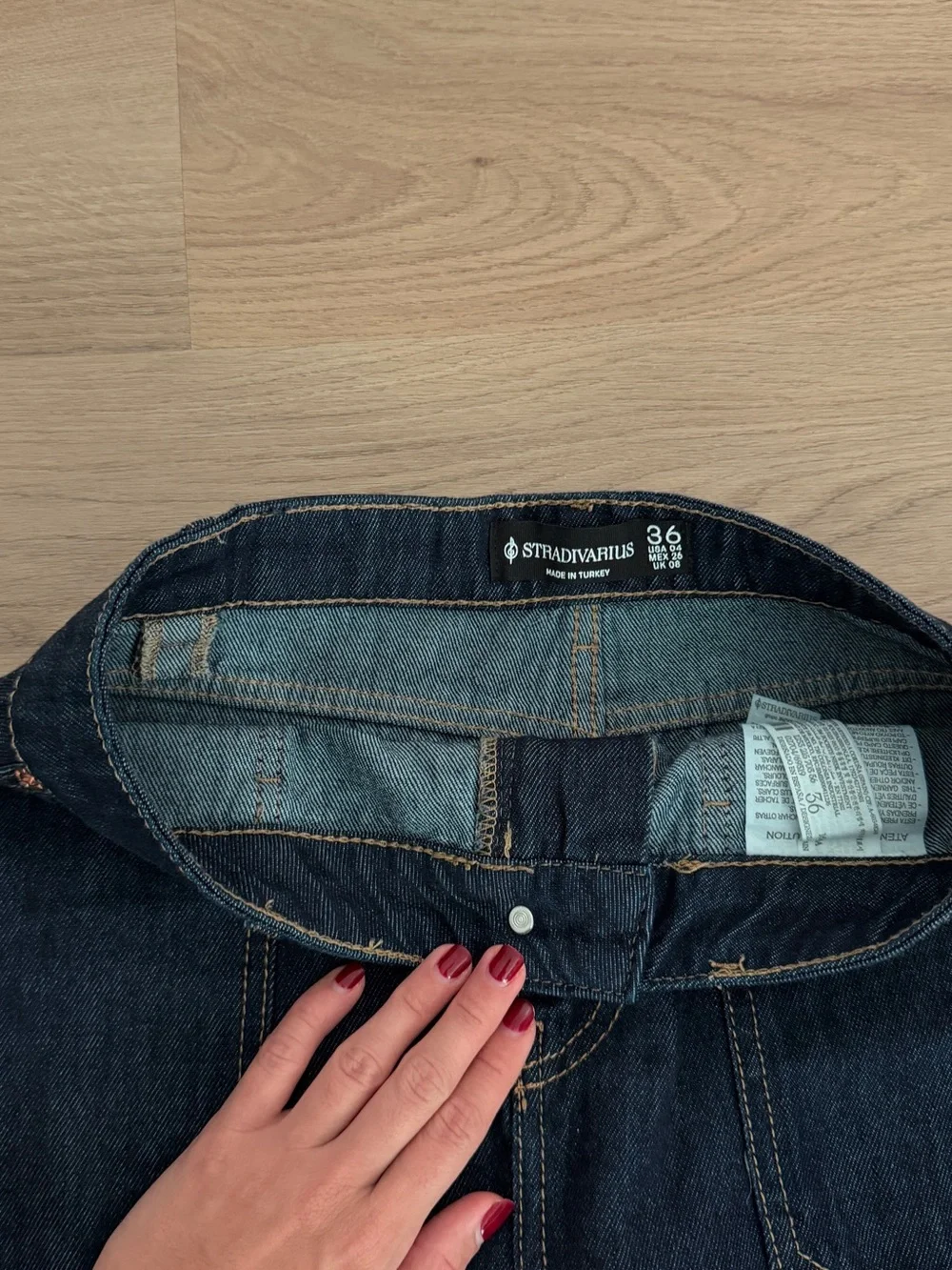 stradivarius Dark Blue Denim Mini Skirt